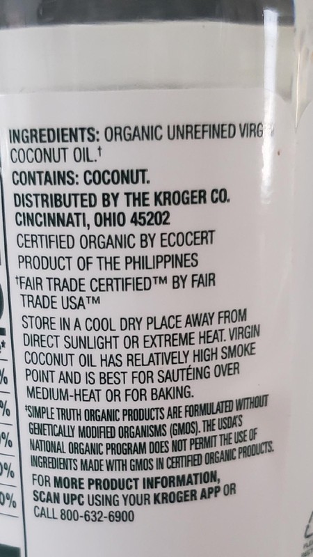 Simple Truth Organic Unrefined Virgin Cold Pressed Coconut Oil, 2 containers gallery