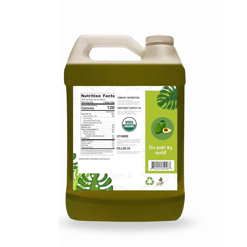 USDA Certified Organic Cold Pressed Unrefined Raw Avocado Oil - 1 Gallon gallery