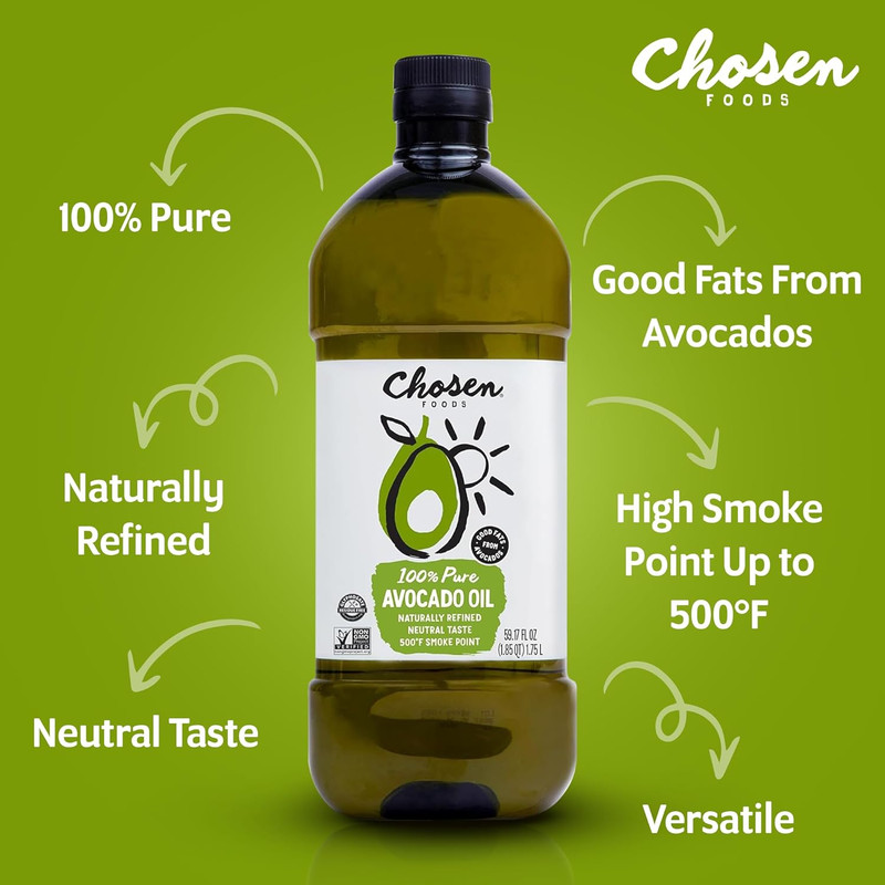 100% Pure Avocado Oil for Cooking - 1.75L - Made with Good Fats from Avocados...