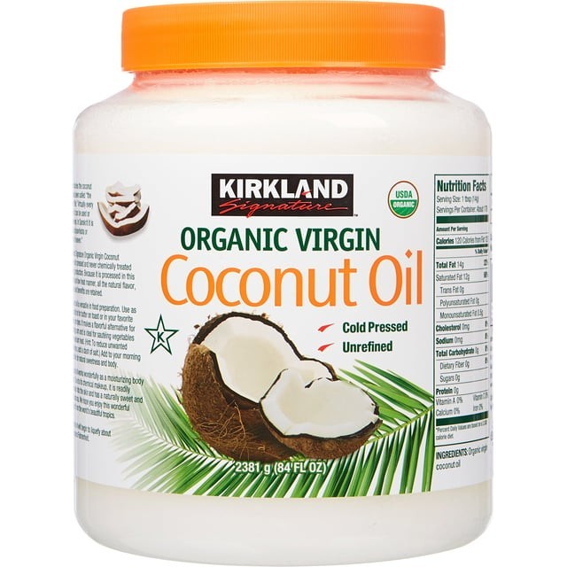 New Kirkland 100% Organic Coconut Oil - Virgin Cold Pressed Unrefined, 84 FL OZ