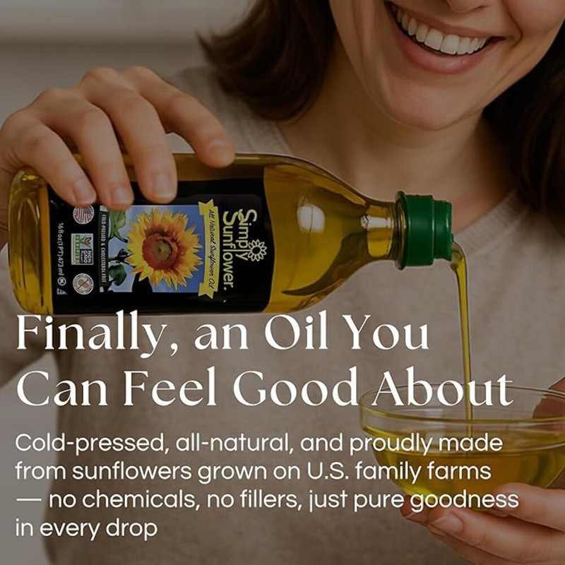 Sunflower Oil | Pack of 2 | 16 oz | Non GMO, Gluten Free, Vegan | Simply Sunflow gallery
