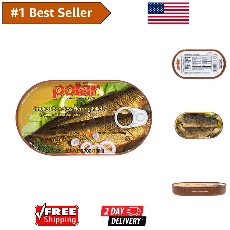 6.7 Oz of Smoked Herring in Canola Oil – No Additives, Chemical-Free