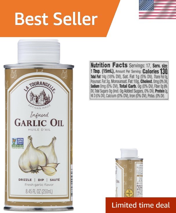Organic Garlic Infused High Oleic Oil – Perfect for Dressings, 8.45 Fl Oz