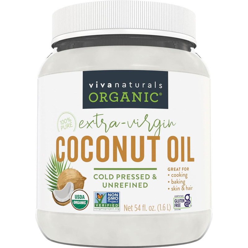 Organic Coconut Oil, 54 Fl Oz – Unrefined, Cold-Pressed Extra Virgin Coconut Oil