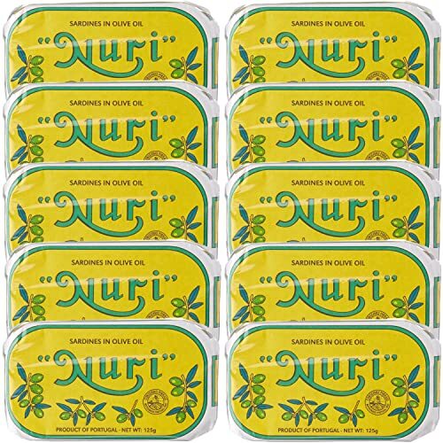 NURI Sardines in Olive Oil 10-Pack Premium 4.4 oz Cans Healthy Snacks