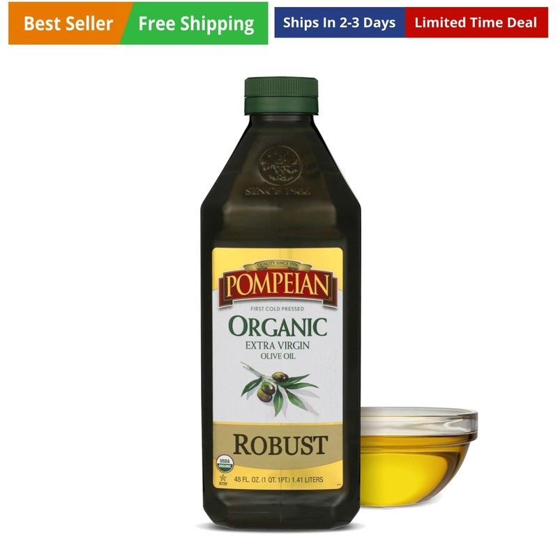 Robust Organic Extra Virgin Olive Oil – 48 fl oz – 1.41 L – First Cold Presse…