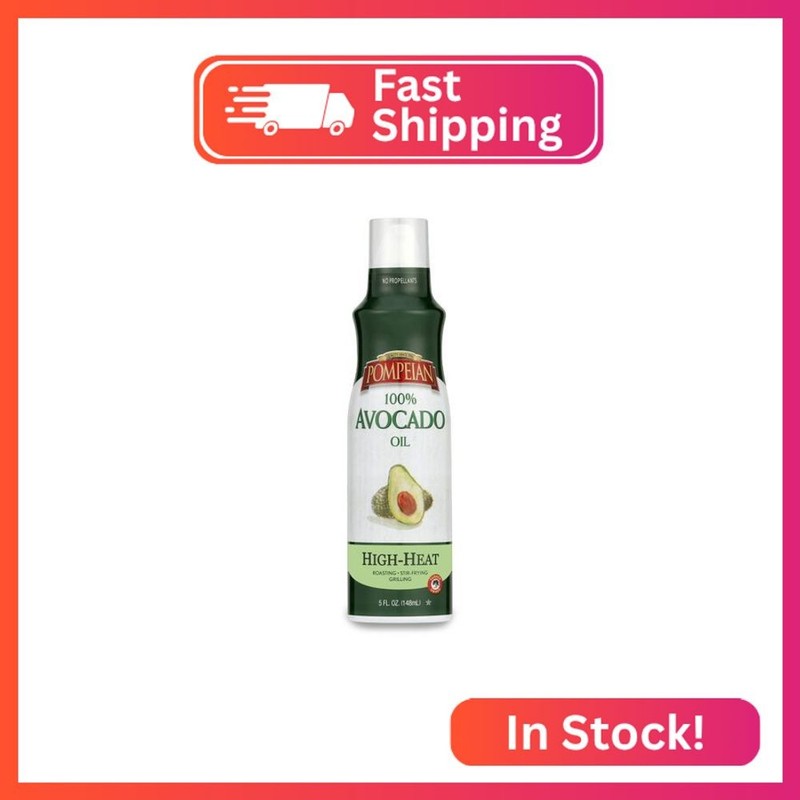 Pompeian 100% Avocado Oil Cooking Spray, Mildly Nutty Flavor, No Propellant, 5 F