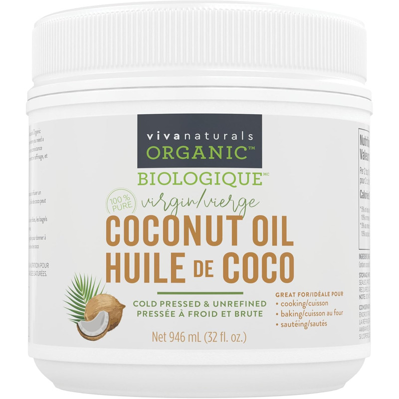Organic Coconut Oil, 32 Fl Oz – Unrefined, Cold-Pressed Extra Virgin Coconut Oil