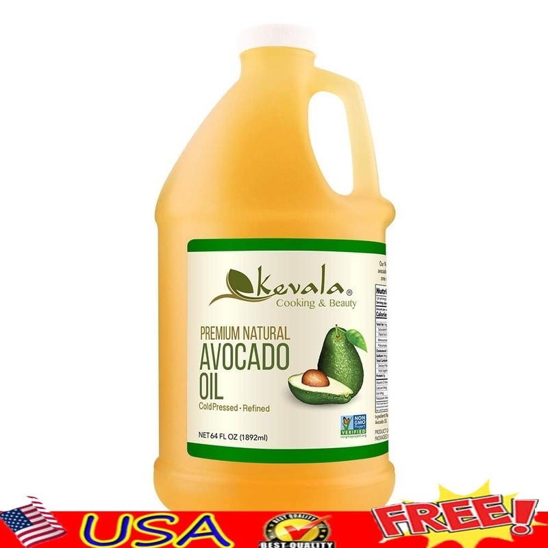 Natural Cold Pressed Avocado Oil Non-GMO Hexane-Free Cooking Oil 64 Fl Oz New