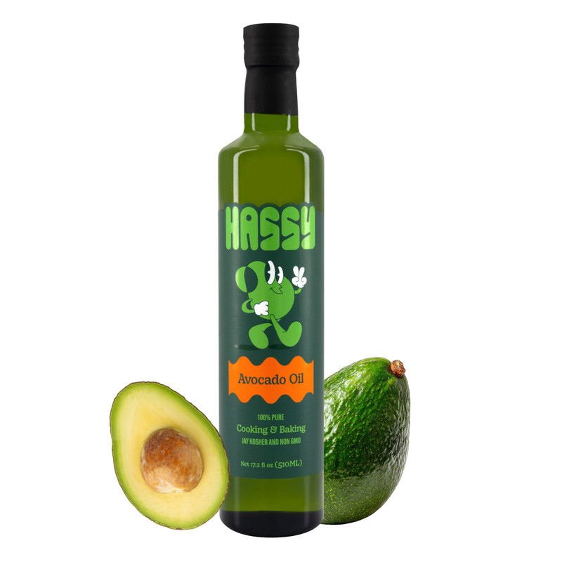 HASSY Avocado Oil 100% Pure – Cooking & Baking – High Smoke Point 500°F – Glass