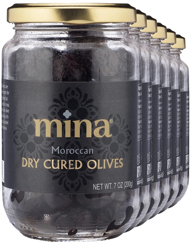Dry Cured Black Olives, 7 Oz (Pack of 6) - Moroccan Olive Oil Cured Olives, Prem