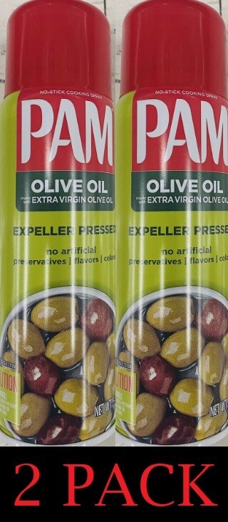 2x PAM EXPELLER PRESSED Extra Virgin OLIVE OIL Spray Non Stick 5 Oz Can 2 PACK