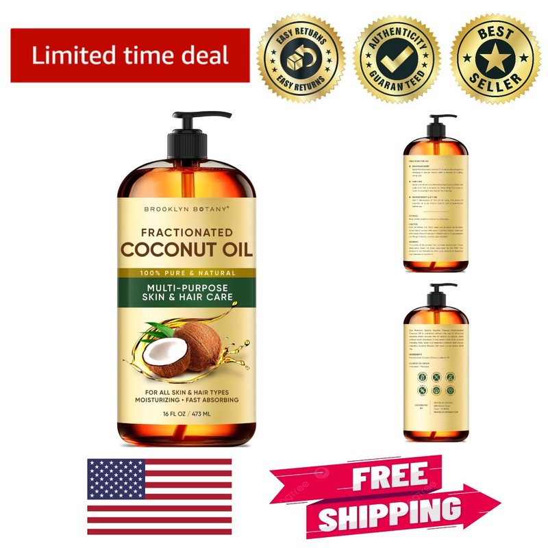 Organic Fractionated Coconut Oil 16 Fl Oz – All-Natural Carrier Oil for Wellness