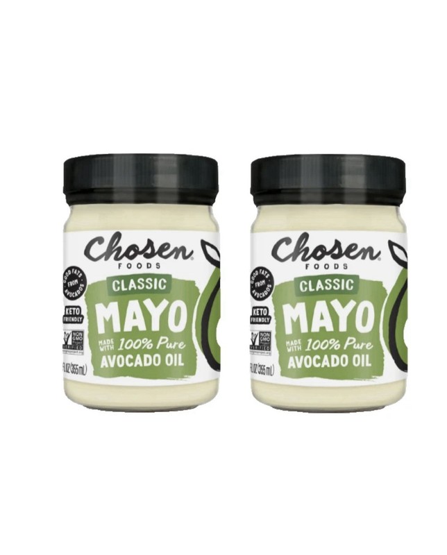 2 Pk Chosen Foods 100% Pure Avocado Oil-Based Classic Mayonnaise Jar, 12 fl oz