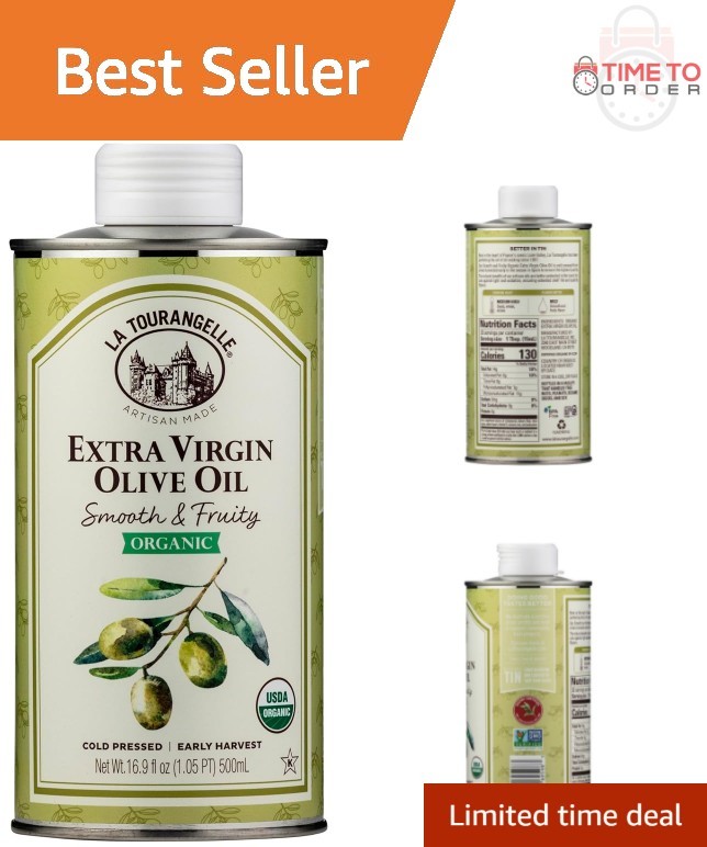Extra Virgin Olive Oil Organic Cold Pressed 16.9oz for Cooking Salad Dipping