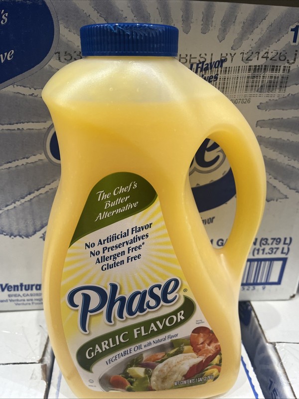 Phase Garlic Flavor Vegetable Oil with | 1 Gallon Jug (garlic Flavor )
