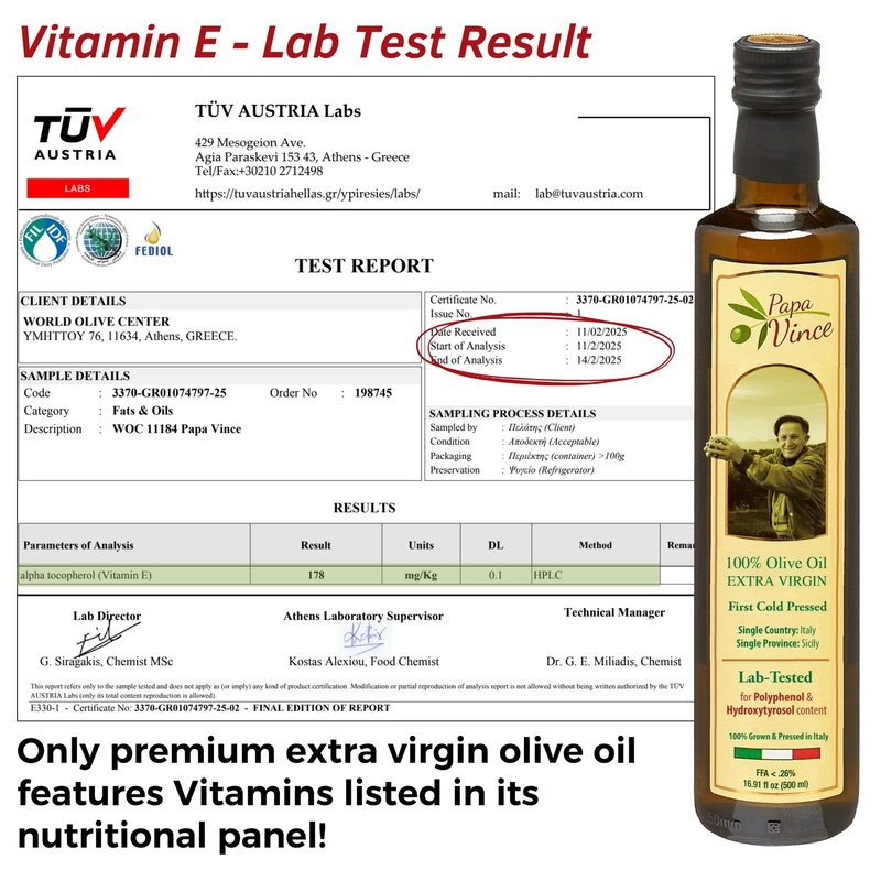 Papa Vince Olive Oil Extra Virgin - First Cold Press 16.91 Fl Oz (Pack of 1) gallery