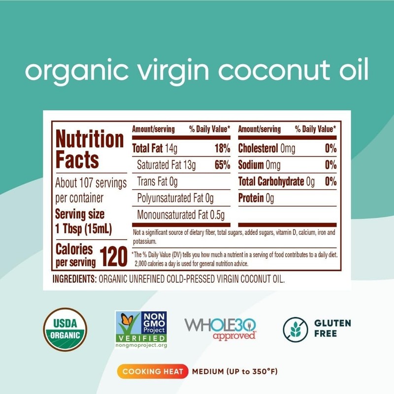 Aceite de coco orgánico virgen sin refinar, 54 fl oz gallery