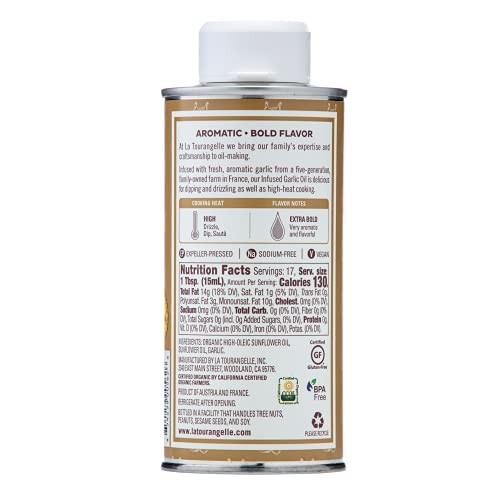La Tourangelle, Garlic Infused Sunflower Oil, High Oleic Oil for Cooking Pastas, gallery