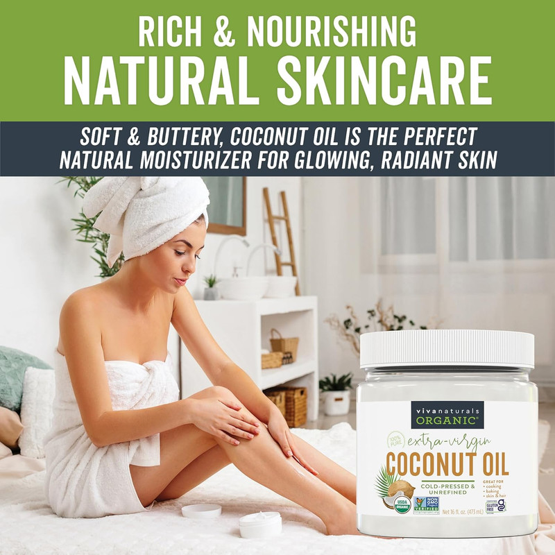 Organic Coconut Oil, 16 Fl Oz – Unrefined, Cold-Pressed Extra Virgin Coconut Oil gallery