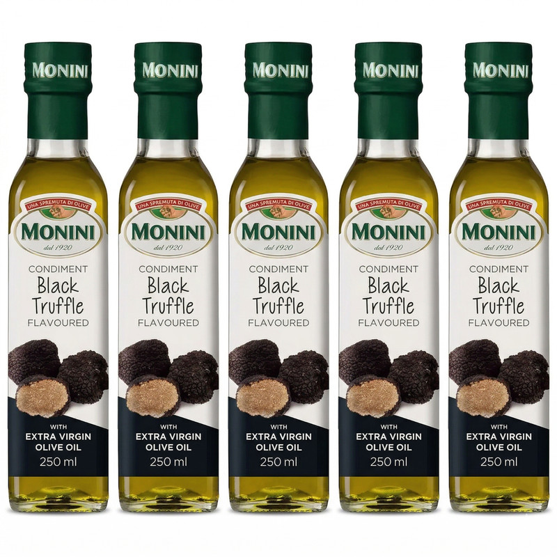 5 X Monini Condiment Black Truffle Flavoured Extra Virgin Olive Oil 250 ml