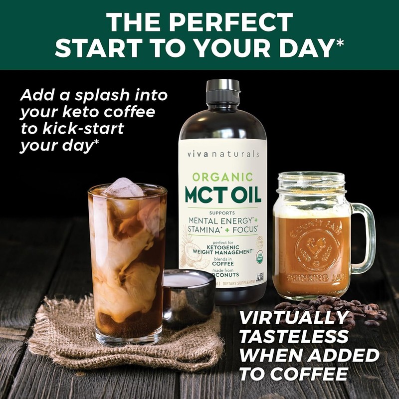 Viva Naturals Organic MCT Oil For Keto coffee, Best MCT Oil Suppl.....(32 fl oz) gallery