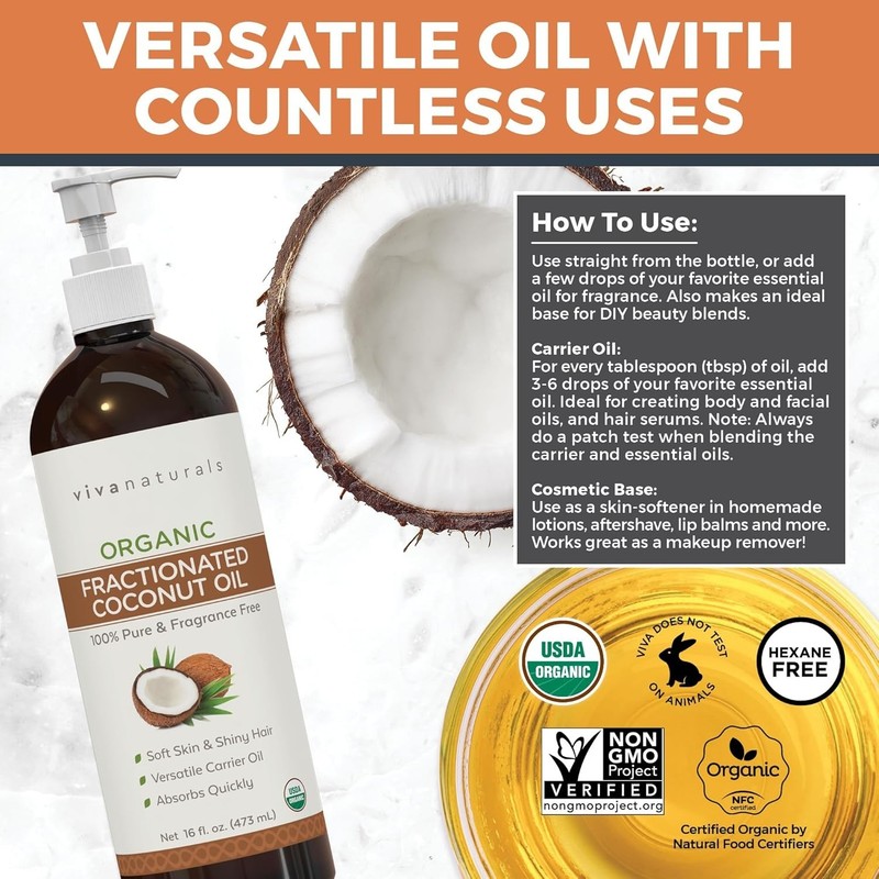 Certified Organic 16oz Coconut Oil - Your Essential Carrier Oil for DIY Beauty gallery