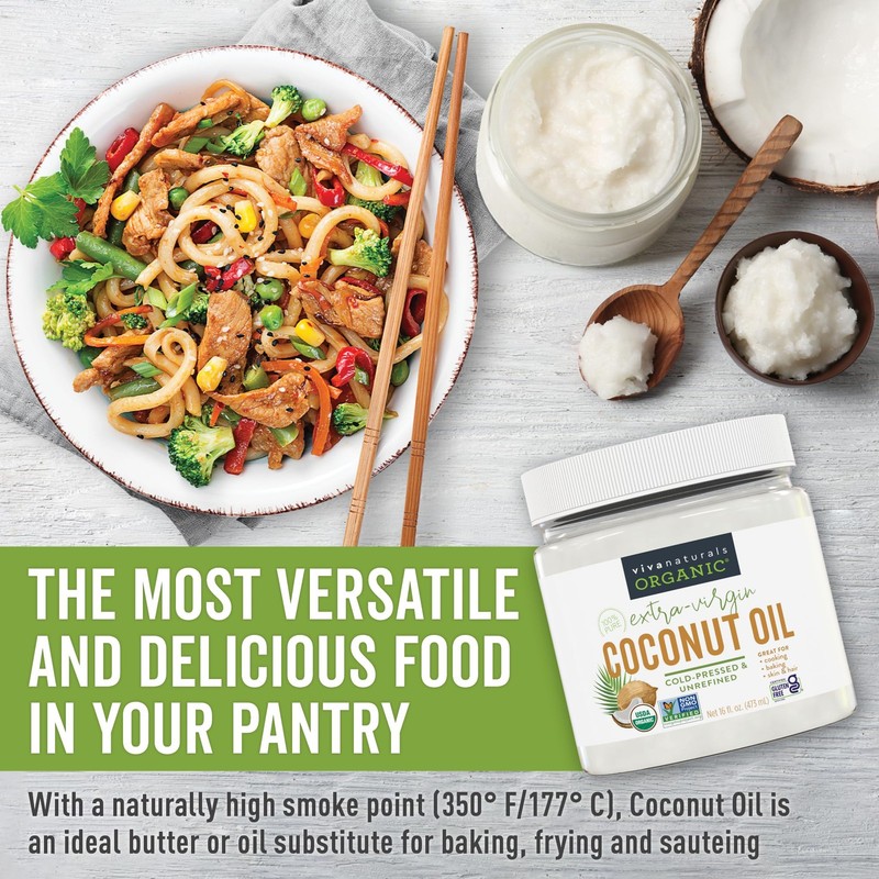 Organic Coconut Oil, 16 fl oz – Unrefined, Cold-Pressed Extra Virgin Coconut ... gallery