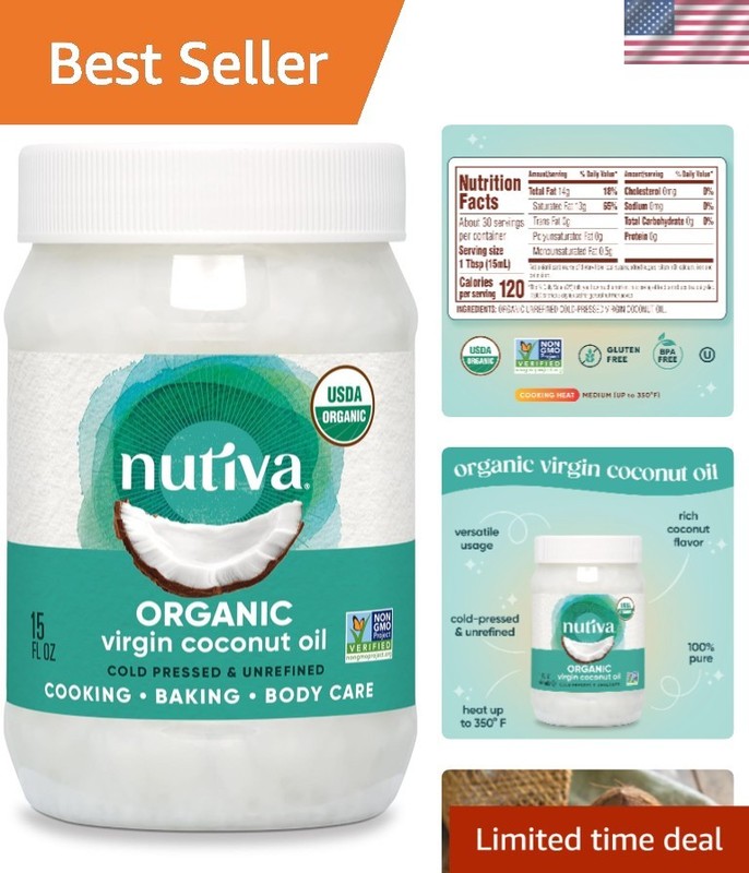 Luxurious Organic Virgin Coconut Oil 15oz – Cold-Pressed, Versatile & Nourishing