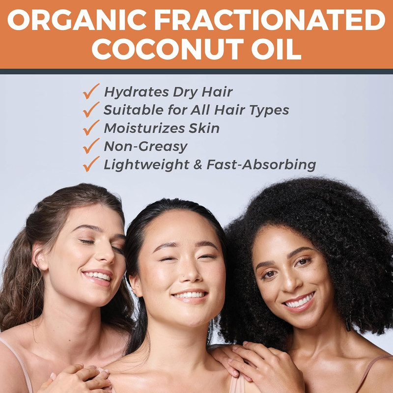 Organic Fractionated Coconut Oil, 16 Fl Oz – Skin & Hair Moisturizer, Massage Oi gallery