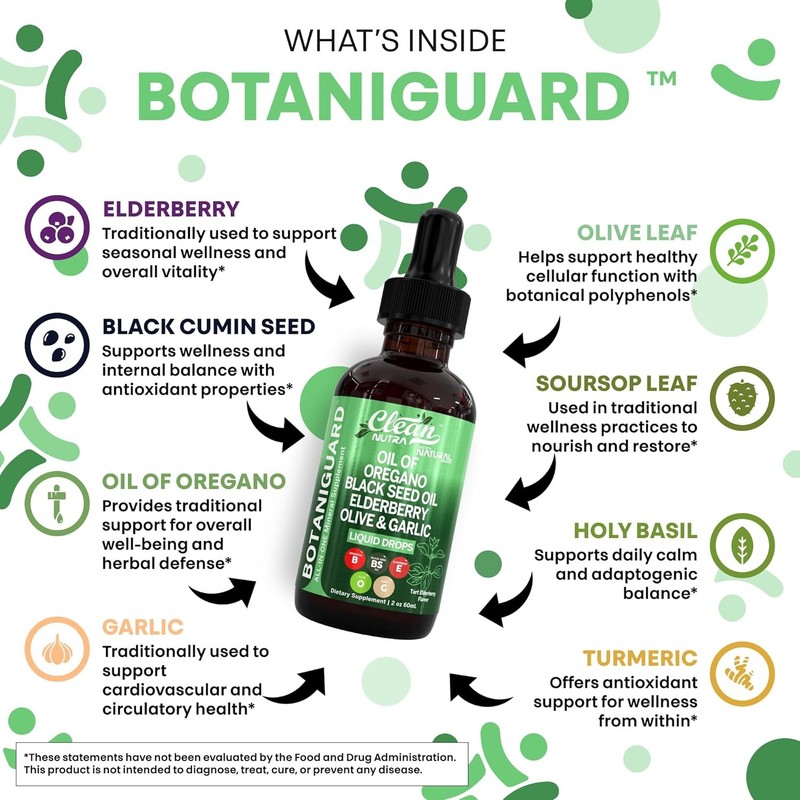 Clean Nutra Oil of Oregano Drops Black Seed Oil Elderberry Vitamin D D3 K2 Olive gallery