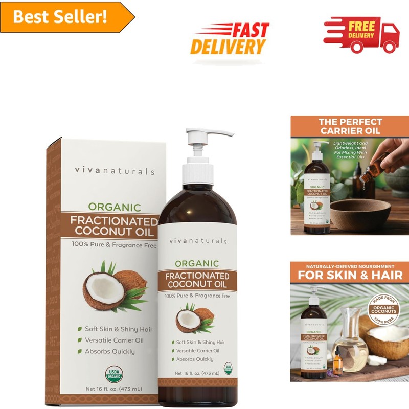 Ultra-Hydrating Organic Coconut Oil 16 Oz – Perfect for Skin, Hair & Massage