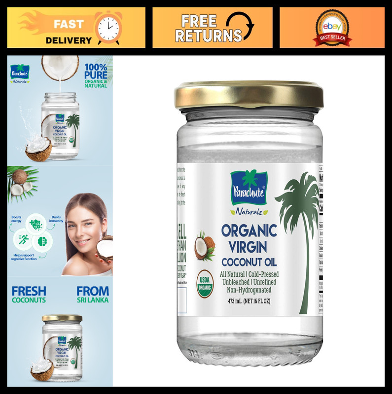 Organic Virgin Coconut Oil – Cold Pressed, Unrefined, MCT Oil for Cooking, Hair