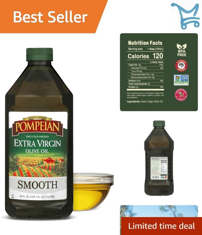 Extra Virgin Olive Oil 68 Fl Oz Cold Pressed Polyphenols Gourmet Cooking