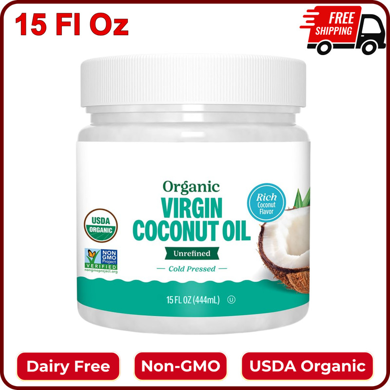 Organic Virgin Coconut Oil, 15 Fl Oz – USDA Organic, Non-GMO Project Verified