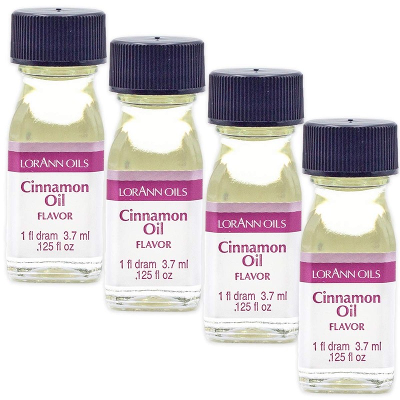 LorAnn Cinnamon Oil SS Flavor, 1 dram bottle 0.12 Fl Oz (Pack of 4), Clear