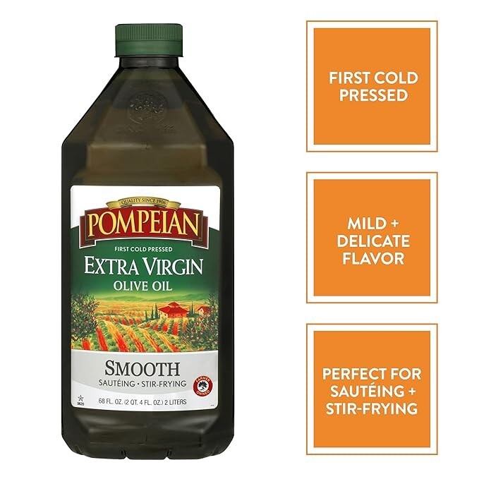 Smooth Extra Virgin Olive Oil – First Cold Pressed, 68 Fl Oz for Gourmet Cooking