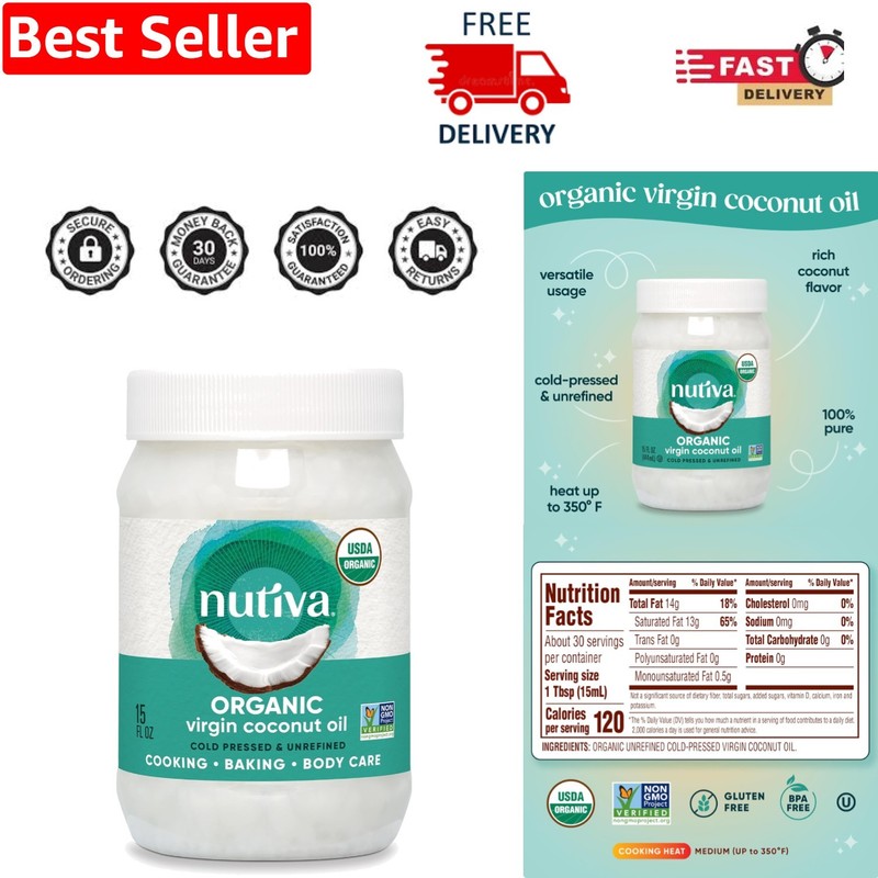 Nourishing Organic Virgin Coconut Oil – Unrefined 15oz for and Paleo Diets