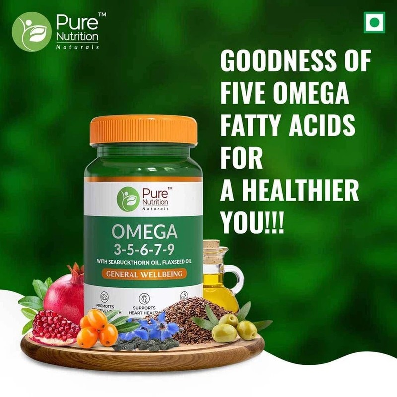 Vegan Omega 3-5-6-7-9 with Seabuckthorn Oil, Flaxseed Oil ,olive oil 30 Veg Cap gallery