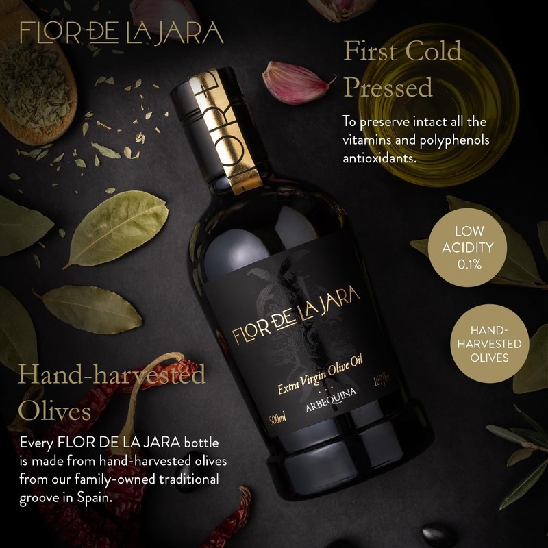 FLOR DE LA JARA Premium Extra Virgin Olive Oil from Spain, First Cold Pressed... gallery