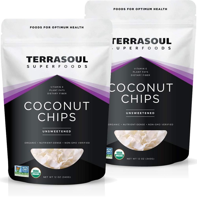 Terrasoul Superfoods Raw Coconut Chips Organic, 12 Ounce Pack of 2