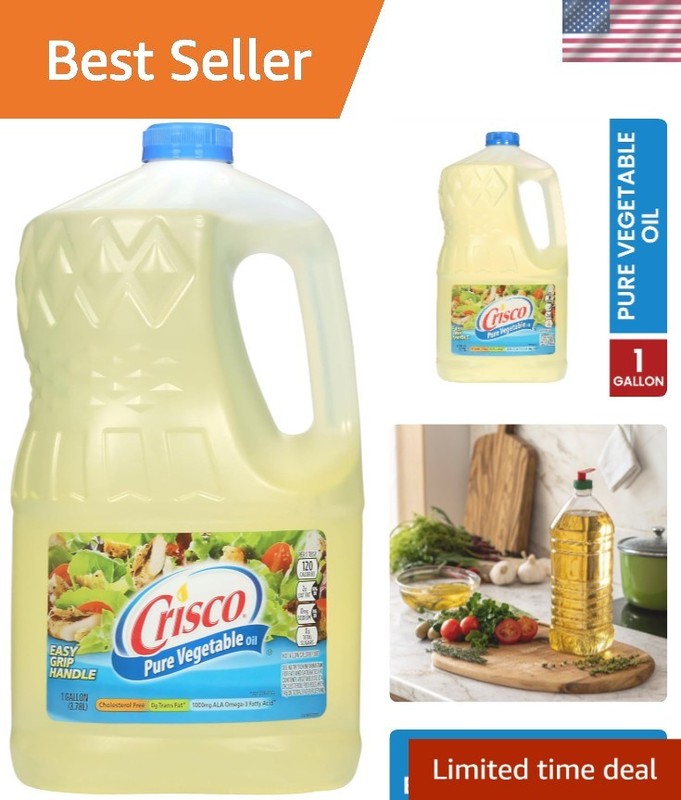 Pure Vegetable Oil – 1 Gallon, Cholesterol Free & Gluten Free Cooking Essential