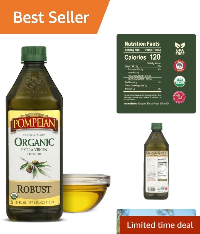 USDA Organic Robust Extra Virgin Olive Oil, 24 FL OZ – Full-Bodied Flavor & R…