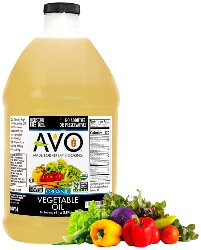 64 Fl-Oz Organic Vegetable Oil: Certified Non-GMO, Cholesterol-Free for Wellness