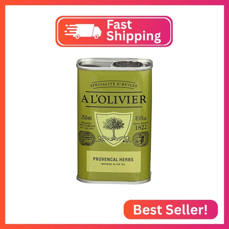 A L’Olivier Olive Oil Infused with Herbs Provence, 8.3 Ounce Tin