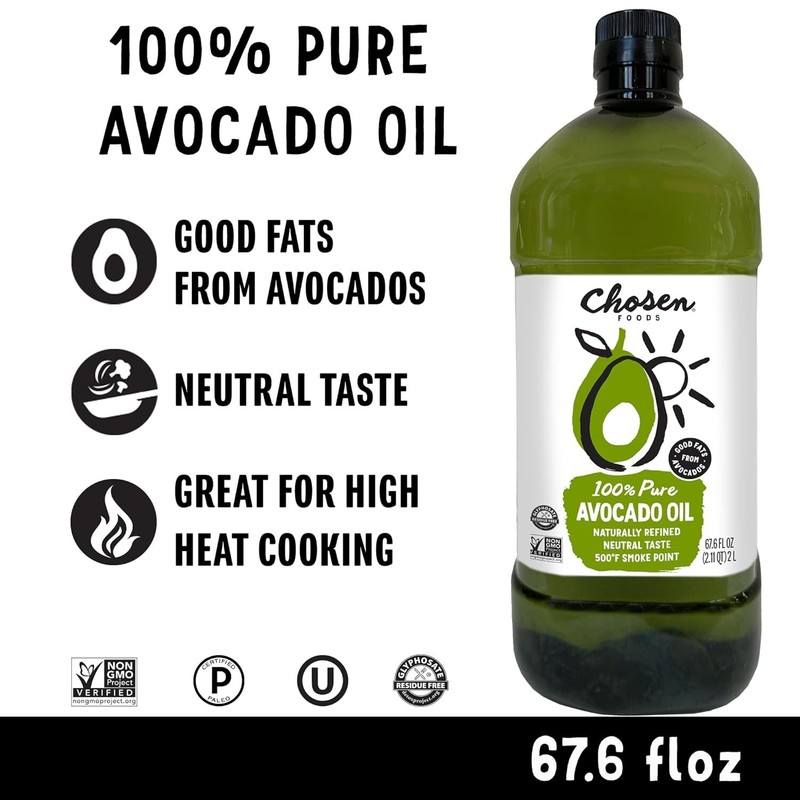 Chosen Foods 100% Pure Avocado Oil 2 L Healthy High Heat Cooking Oil, Frying.... gallery