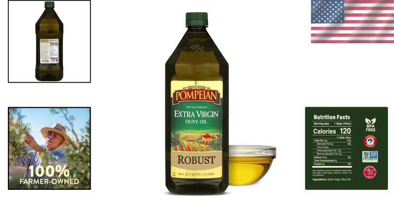 48 Fl Oz First Cold Pressed Extra Virgin Olive Oil - Perfect for Marinades gallery