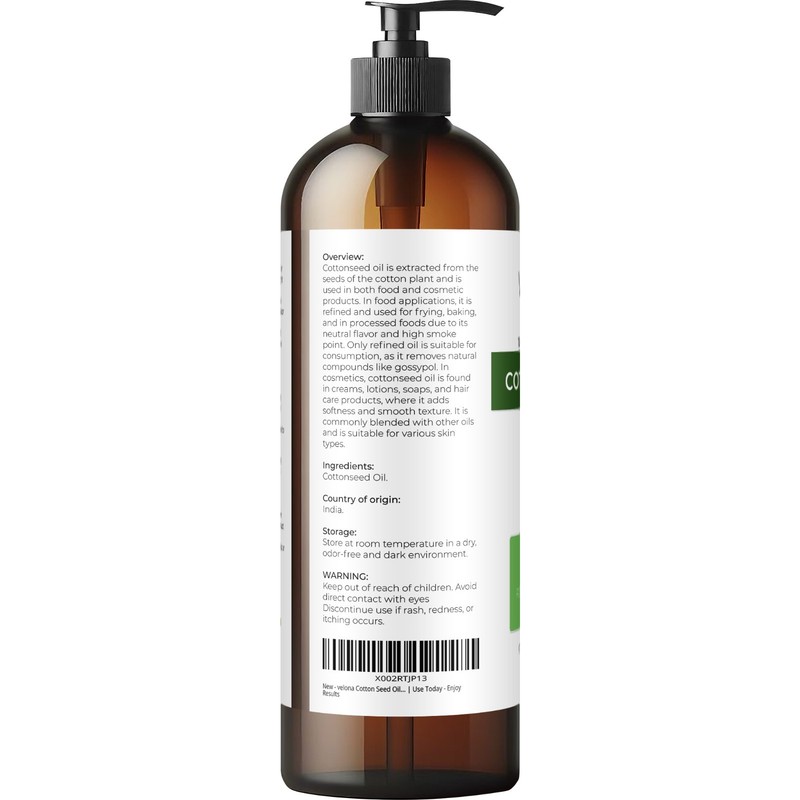 Cottonseed Oil by Velona - 2oz-7lb Refined, Cold pressed | Cooking Dressing gallery