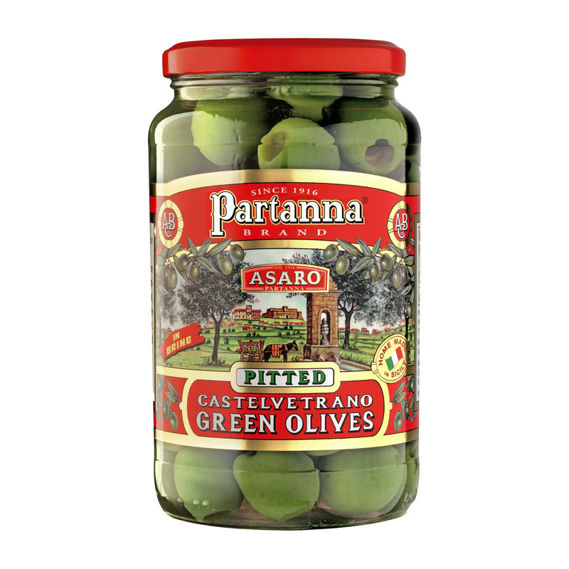 Partanna PITTED Sicilian Olives 9oz jar (Pack of 2)