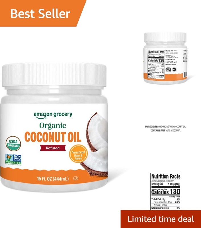 15 Fl Oz Organic Coconut Oil – Refined & Non-GMO for Every Kitchen